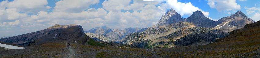 pano of The Tetons from Hurricane Pass, Day 4